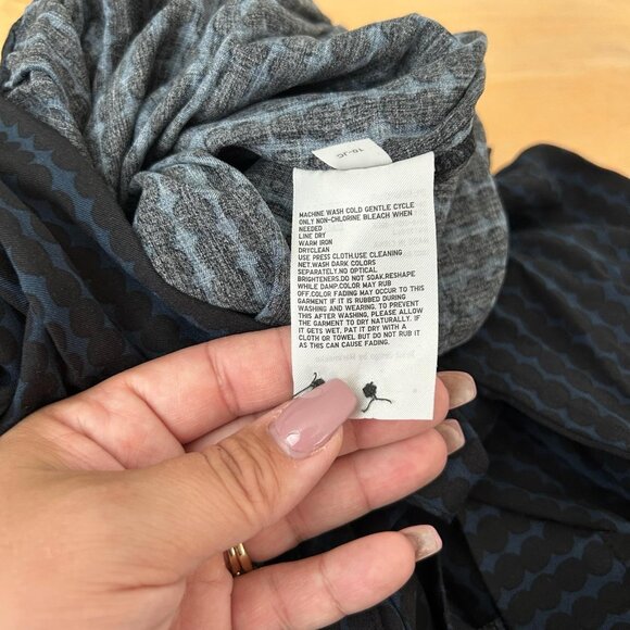 Uniqlo x Marimekko Jumpsuit Womens XS Black Blue Belted Button Front Geometric - Picture 10 of 14